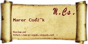 Marer Csák névjegykártya